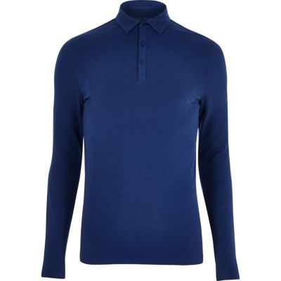 Navy muscle fit polo top